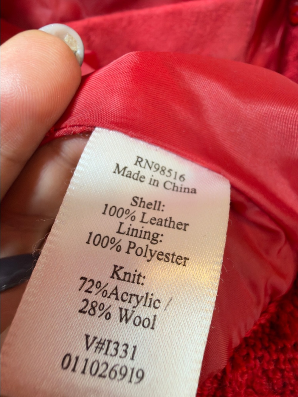 Coldwater Creek Red Leather shell Cardigan with Braided Trim - Picture 4 of 6